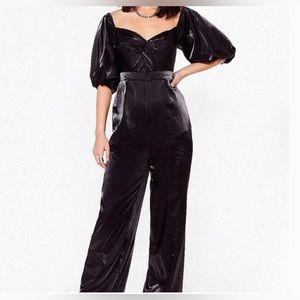 NWT Nasty Gal black satin crepe jumpsuit